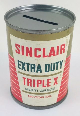 Sinclair Extra Duty Triple X Mg Motor Oil Mini Bank 3 " Can,  Paper Label,  214