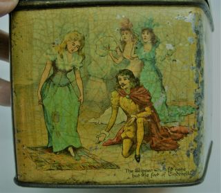 VINTAGE EARLY 1900 ' s W.  &R.  JACOB CO.  BISCUIT TIN ' DUBLIN ' STORY OF CINDERELLA ' 5