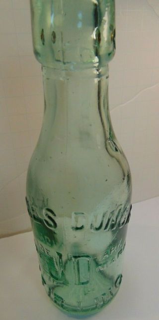 Antique James Duncan Stirling Blob Top Green Tint Glass Bottle Rare