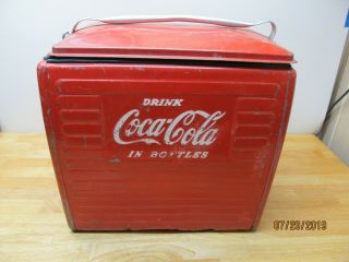 1954 Vintage Acton Drink Coca - Cola In Bottles Metal Cooler Made In Usa