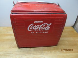 1954 Vintage Acton Drink Coca - Cola in Bottles Metal Cooler Made In USA 5