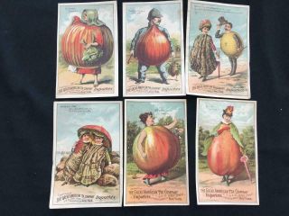 6 Victorian Store Trade Cards Great American Tea Co 1888 Oyster Apple Pumpkin
