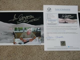 Gene Cernan Signed Autographed 23x8 Moon Pan - Zarelli Loa Nasa Apollo 17