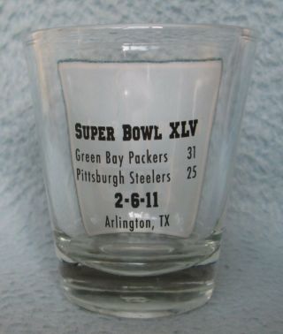 NFL Football Bowl XLV Green Bay Packers Vs.  Pittsburgh Steelers Shot Glass 2