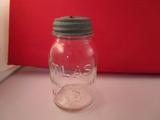Vintage Hazel Atlas Strong Shoulder Clear Glass Bank Mason Jar Bottle