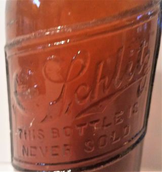 Amber Schlitz Blob Top Beer Bottle.  Milwaukee,  Wi Pre - Prohibition.  Embossed.  8