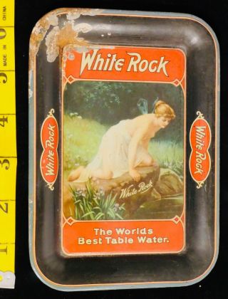 Antique Tip Tray White Rock Table Water Pin Up Winged Victorian Nude