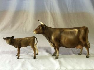 Vintage Breyer Brown Swiss Cow And Calf,  Traditional Scale