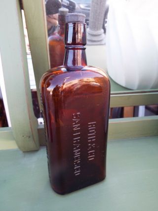 Antique C.  1910 Lawton Rye Glass Bottle Roth & Co.  San Francisco W/ Stopper Nr