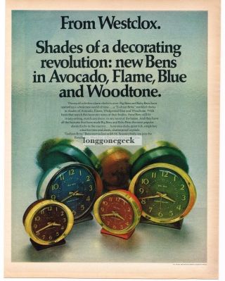1969 Westclox Big Ben Alarm Clock In Color Vtg Print Ad