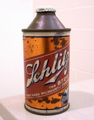 C.  1940s Schlitz Irtp Cone Top Beer Can From Milwaukee,  Wi