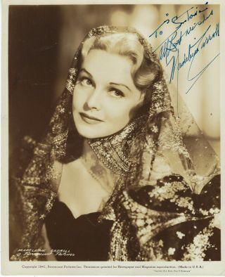 American Beauty,  Actress Madeleine Carroll,  Autographed Vintage Studio Photo.