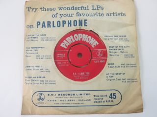 THE BEATLES - LOVE ME DO - RARE 1N 1N RED PARLOPHONE 1962 UK EX, 7