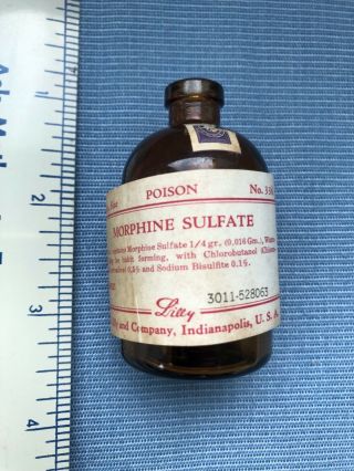 Vintage Eli Lilly Morphine For Injection Medicine Bottle Indianapolis