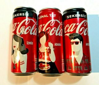 3 Coca Cola Can Empty Turkish Special Edition No Bottom Holes