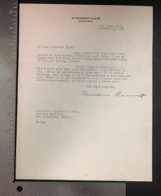 Theodore Roosevelt Signed Letter To Governor Hunt 1931 Nov 2 Signature