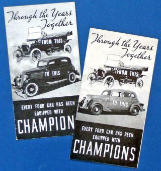1933 - 1935 Ford V - 8 / Champion Spark Plugs Advertising Brochures