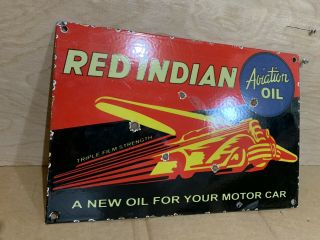 Red Indian Motor Oil Porcelain Gasoline Oil Advertising Sign