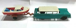 3 Piece Tootsie Toy Set (ford Station Wagon,  Boat & Trailer).