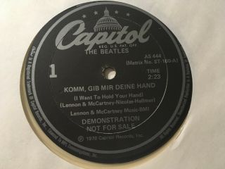 1978 The Beatles Komm,  Gib Mir Deine/ Sie Liebt Dich Hand Clear Vinyl 12 " Single