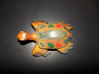 Vintage Hand Carved Wooden Maryland Terrapin Turtle In Detail
