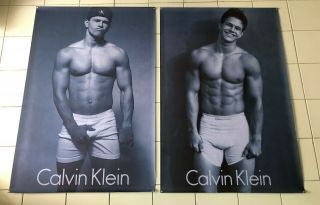 2 Marky Mark Wahlberg 27x40 Banner Calvin Klein Ads Poster Set Vintage Style