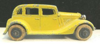 Vintage Tootsietoy Toy Car 3 " 1934 Ford Yellow 4 Door Sedan
