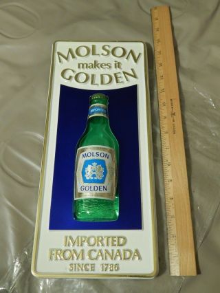 Molson Makes It Golden Imported From Canada [15  X 6  ] 3d Beer Bottle Sign