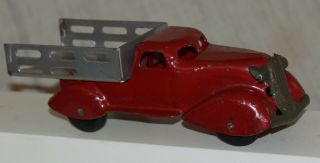 Vintage Pressed Steel Marx Stake Truck - Red And Silver