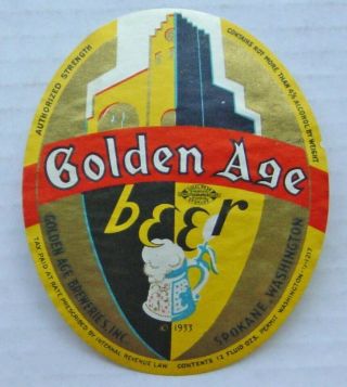 Golden Age Brewery Beer Label Spokane Washington