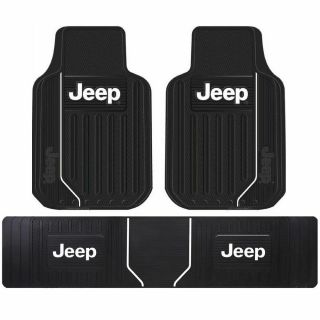 Elite Black Front Rear Runner Heavy Duty Rubber Floor Mats Universal For Jeep