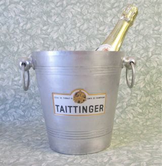 Vintage French Taittinger Champagne Ice Bucket Aluminium Cooler