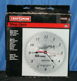 Rare Sears Craftsman 10 Inch Circular Steel Saw Blade Shop Clock 925206