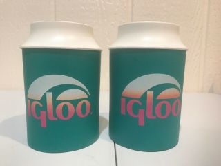 2 Vintage Igloo Cooler Foam Beer Koozies Pop Soda Can 80’s