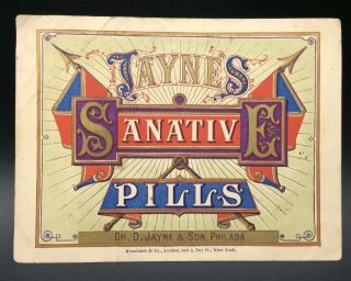 Dr.  D.  Jayne & Son Sanative Pills Medicinal Advertising Trade Card,  Philadelphia