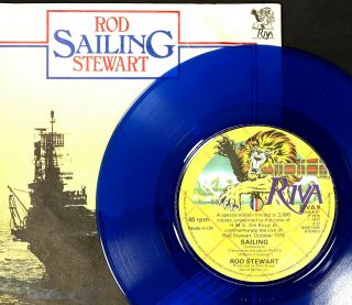 Rod Stewart Sailing Hms Ark Royal Limited Edition Blue Vinyl 7 " Riva 9 1978