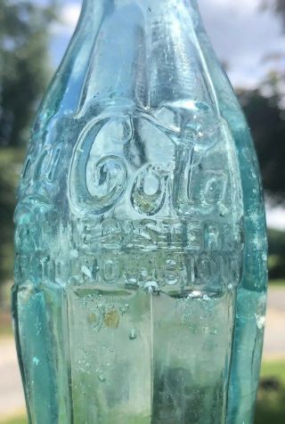 Very Early Ice Blue 1915 Coca Cola Hobbleskirt Bottle Rare Crude 3
