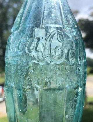 Very Early Ice Blue 1915 Coca Cola Hobbleskirt Bottle Rare Crude 4