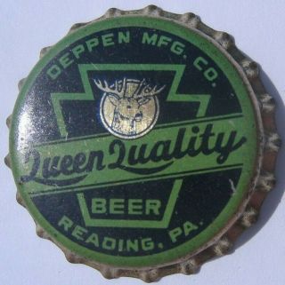 Queen Quality Beer Bottle Cap 1933 - 34; Reading,  Pa Tax Seal Keystone Cork