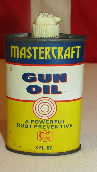 Vintage Mastercraft Coast To Coast Gun Oil Metal Can Handy Oiler 3 Fl.  Oz.