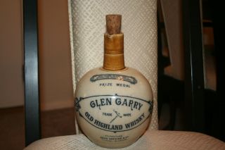 Antique Cobalt Blue Stoneware Jug For Glen Garry Old Highland Whiskey
