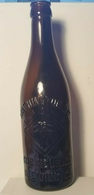 C1900s Embossed Christian Heurich Brewing Co.  Crown Top Bottle Washington,  Dc