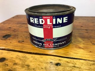 Vintage Union Oil Co.  Redline 1 Lb Grease Can - Rare One Pound Oil Sign