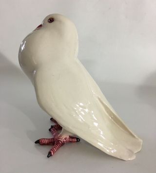 Signed White Dove Pigeon Bird Ceramic Figurine Italy 7.  25 