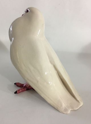 Signed White Dove Pigeon Bird Ceramic Figurine Italy 7.  25 