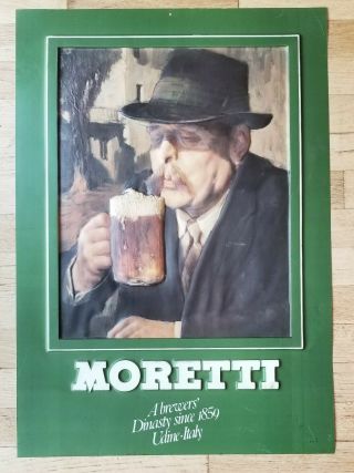 Vintage Moretti Raised Beer Sign,  Rare Italian Beer Advertising Piece From 70 