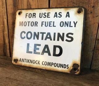 Rare 2 - Sided “Contains Lead” Porcelain Sign Vintage 2 - Sided Porcelain Sign 3