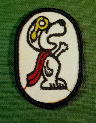 Rare Snoopy Red Baron Flying Ace Oval Embroidered Aviation Patch Beagle Dog