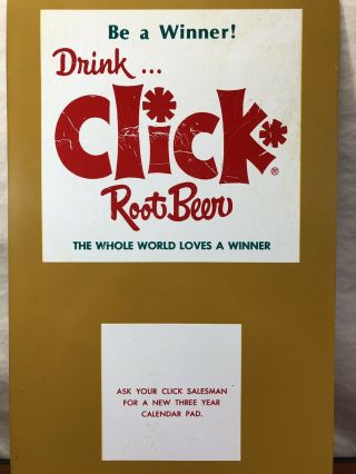 Rare Vintage Drink Click Root Beer Reading,  PA.  Old Soda Advertising Tin Sign 2