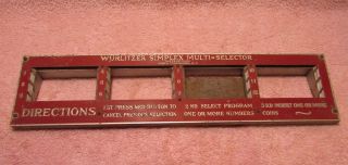 Wurlitzer 312 Juke Box: Title Board W/clips - 412